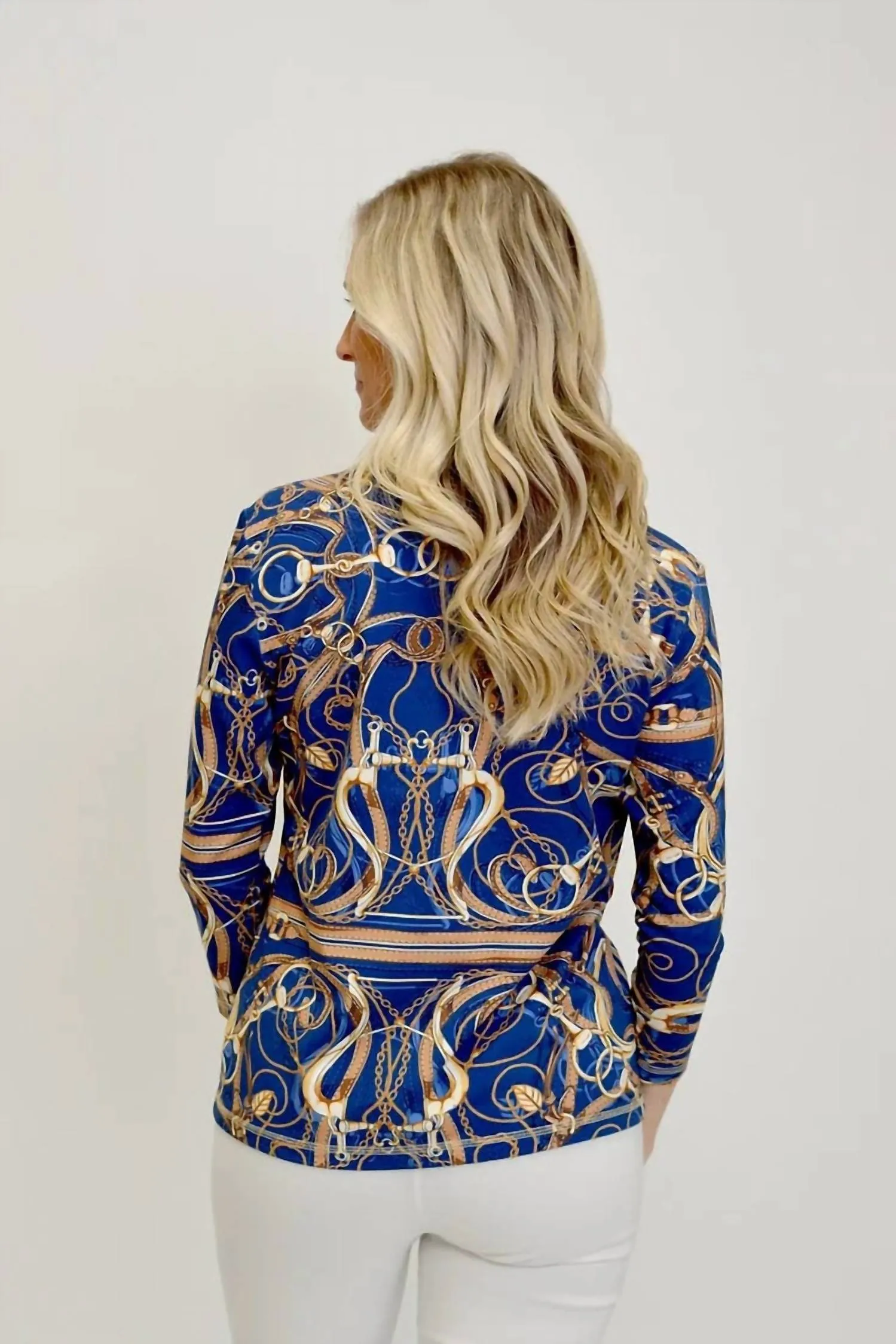 3/4 Sleeve Equestrian Print Shirt