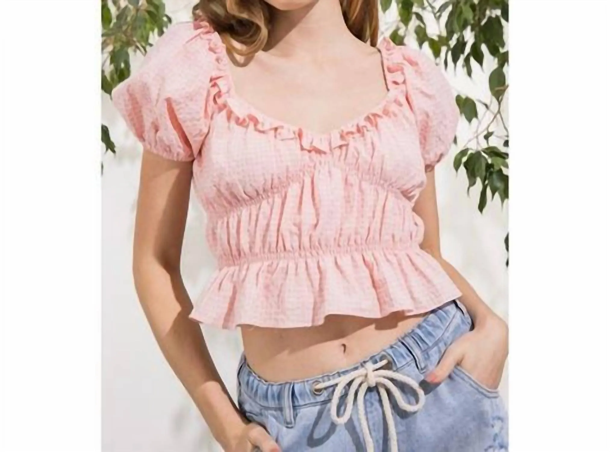 Aaron & Amber - Gingham Babydoll Top