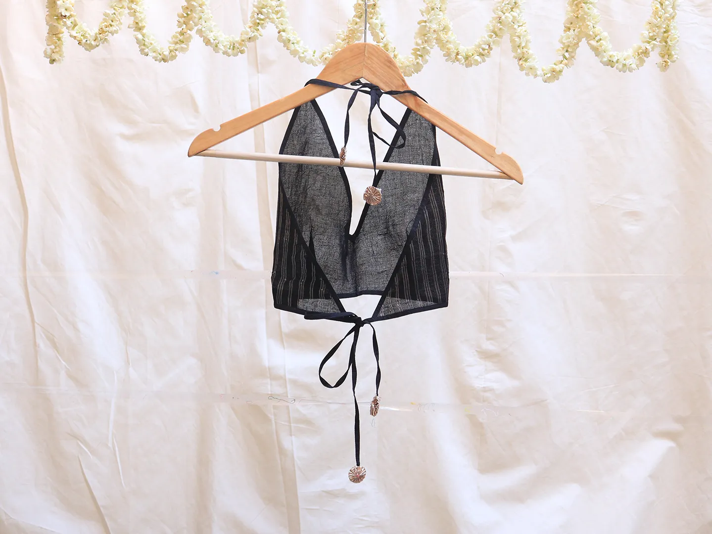 Black, organza, woven blouse