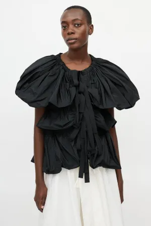 Black Ruffled Tie Shirt