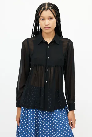 Black Sheer Ruffled Shirt