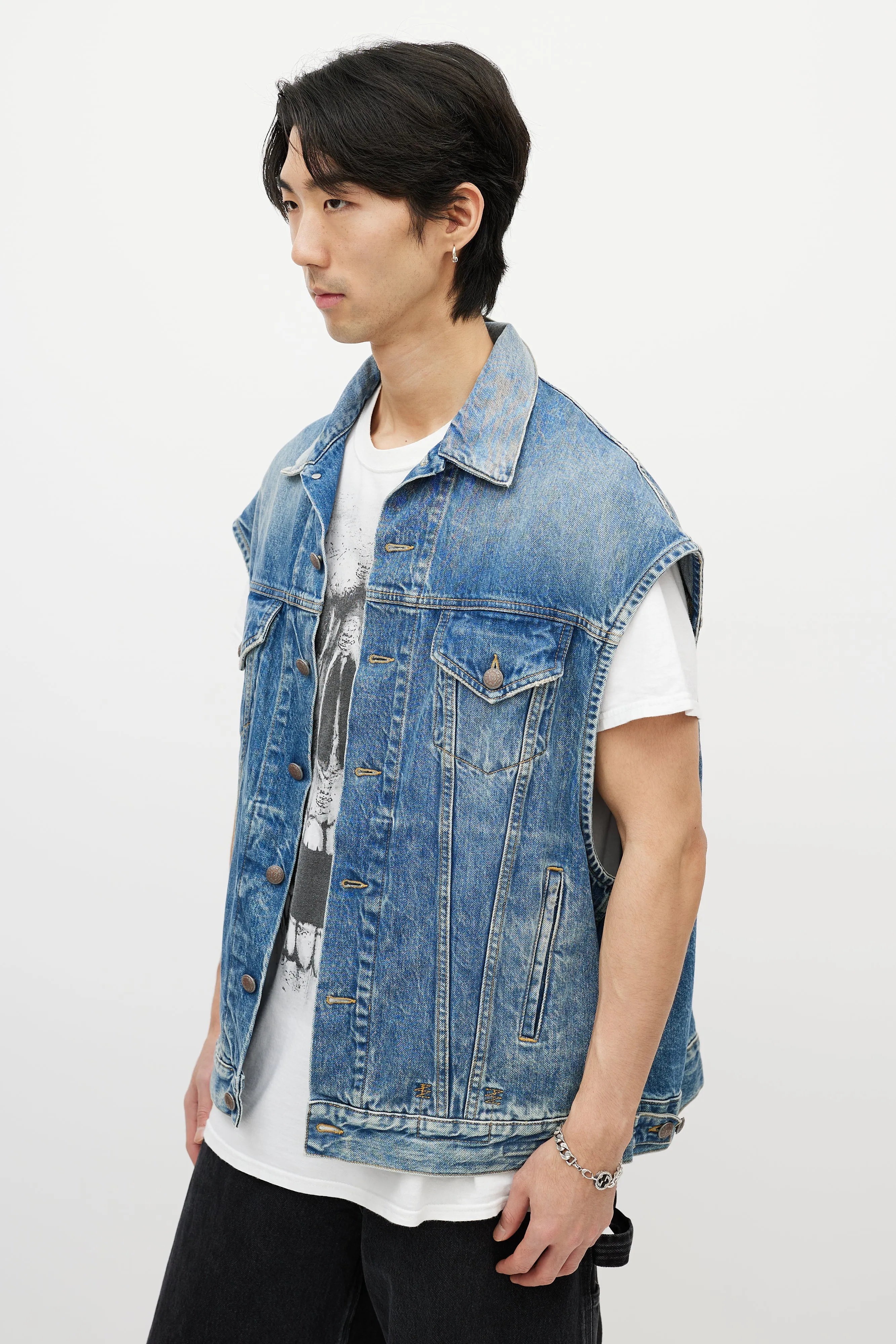 Blue Oversized Denim Vest