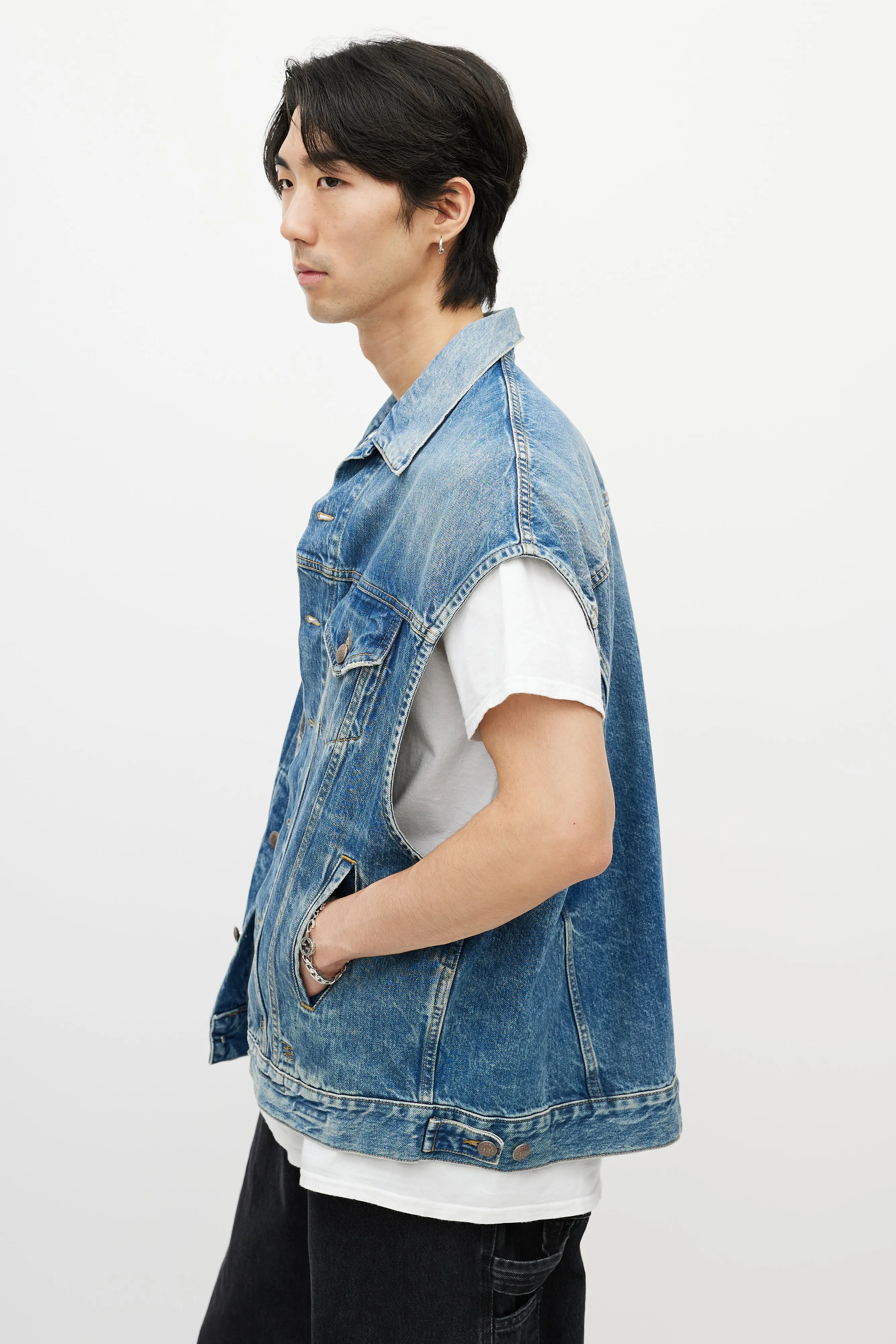 Blue Oversized Denim Vest