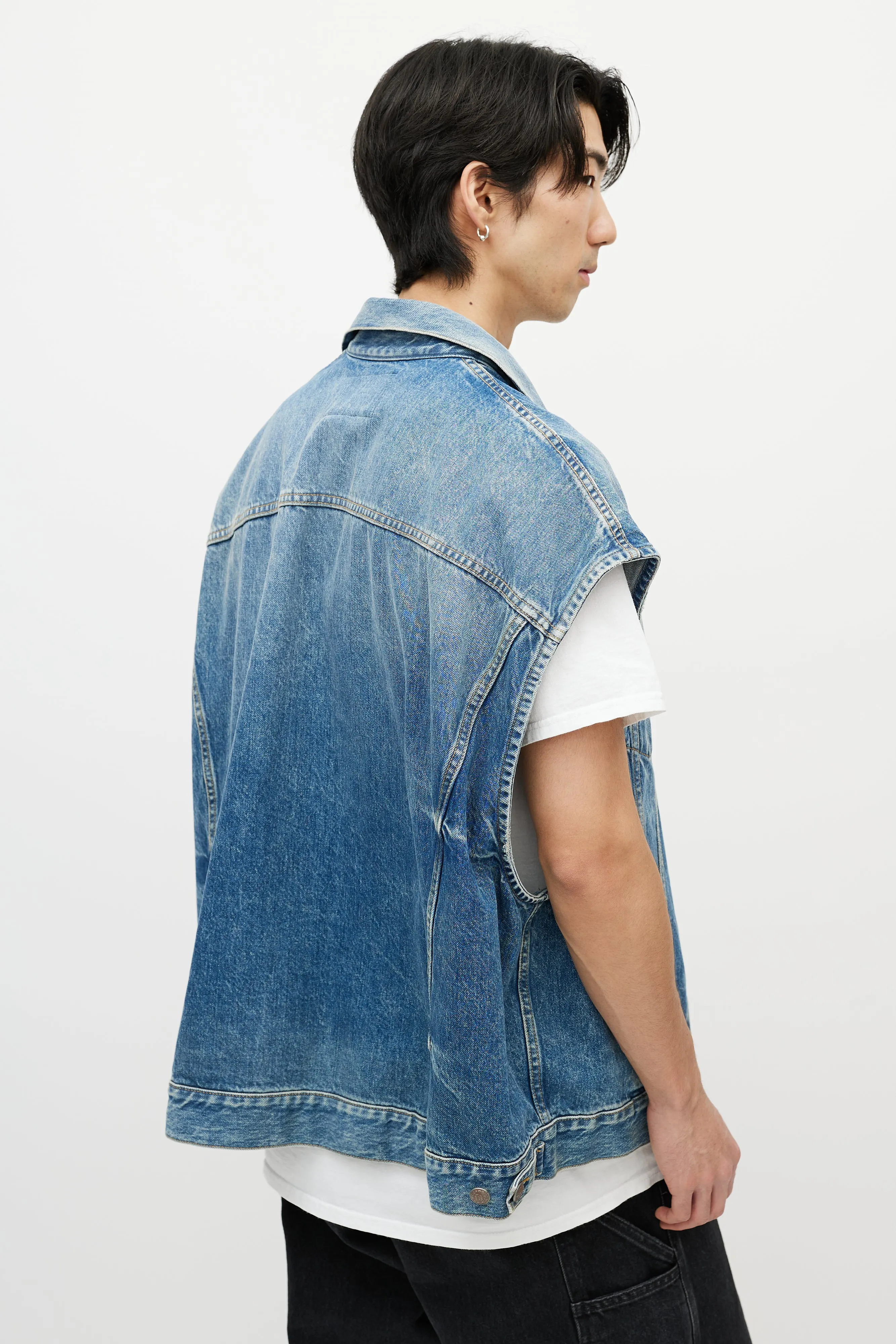 Blue Oversized Denim Vest