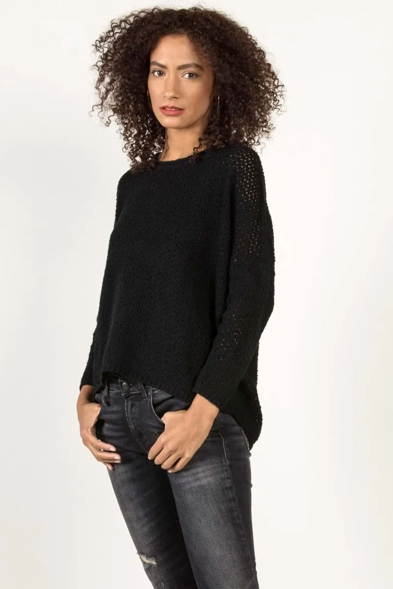 Boucle Mesh Pullover in Black