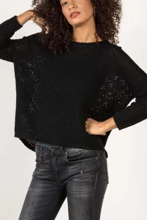 Boucle Mesh Pullover in Black