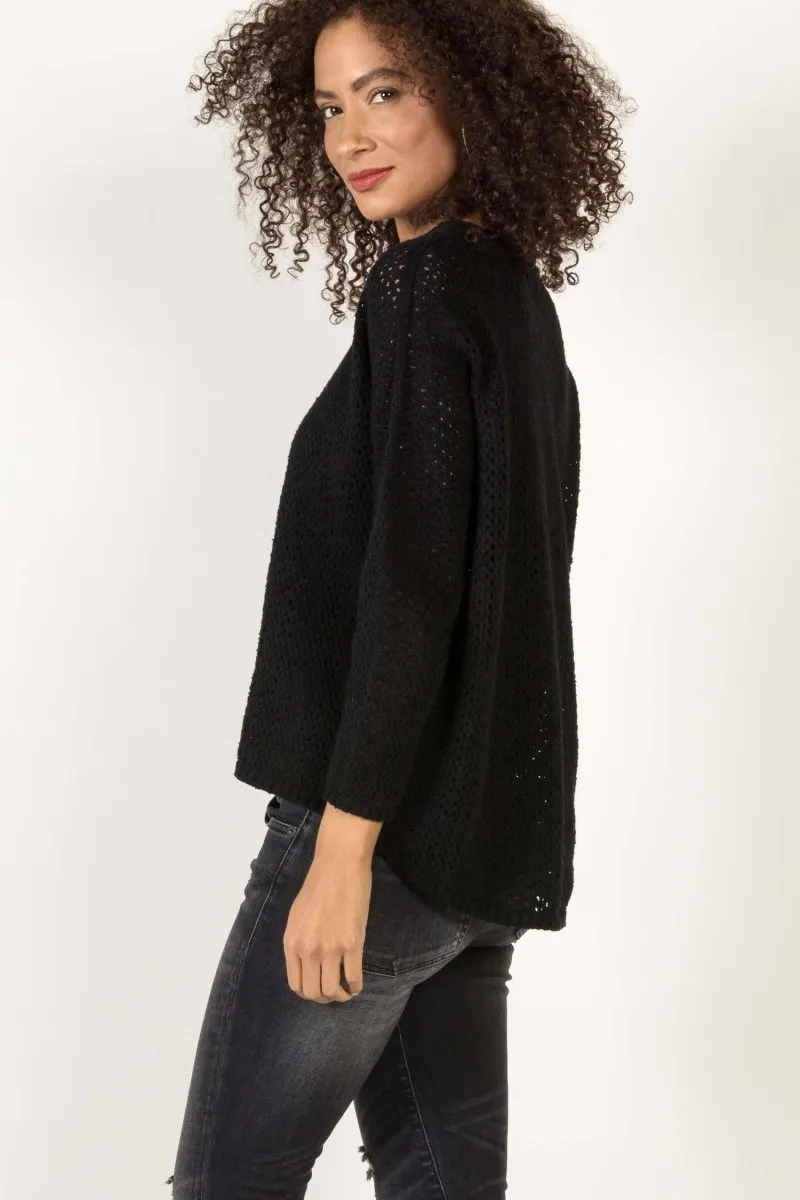 Boucle Mesh Pullover in Black