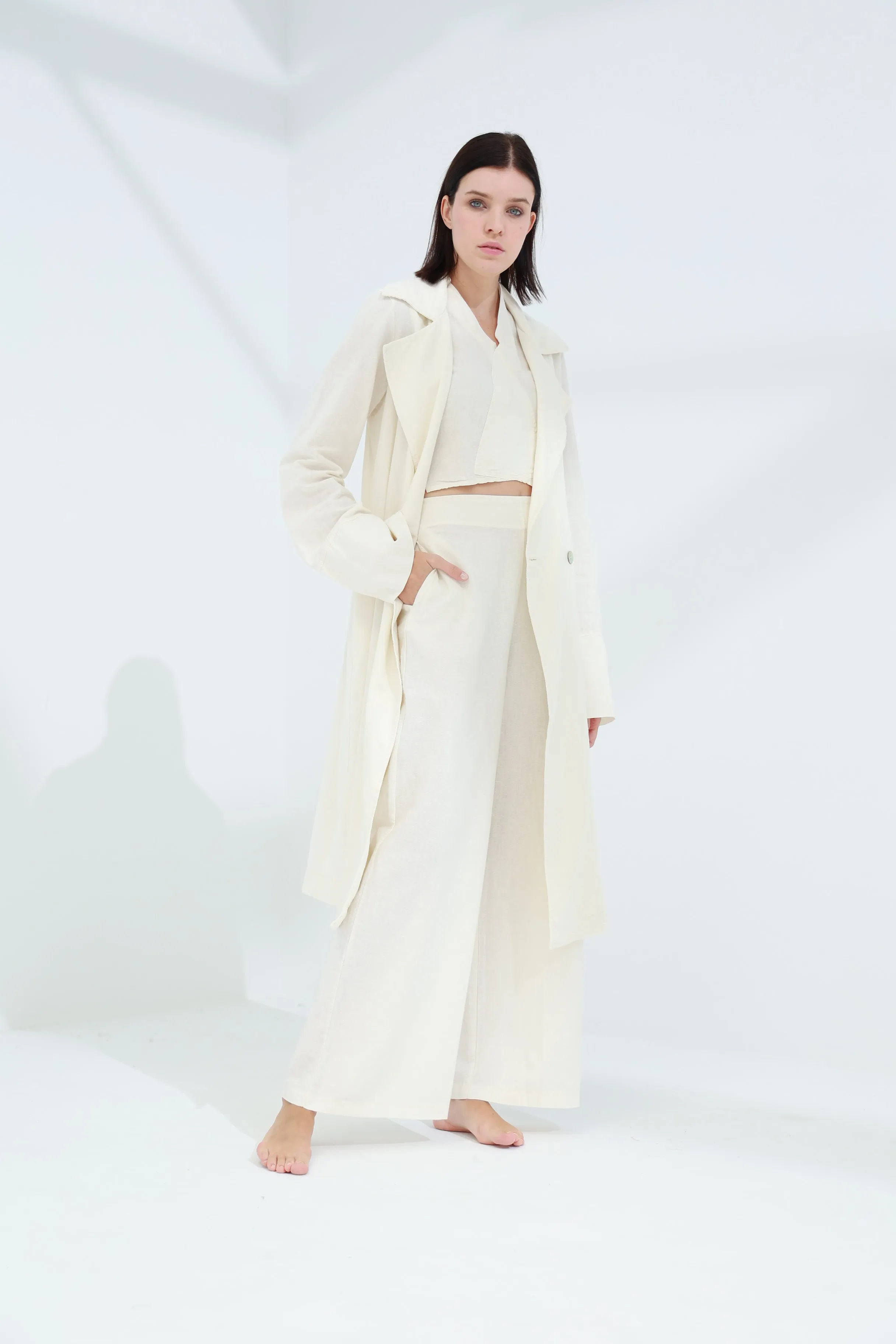 Colpo Long Linen Cardigan Burro