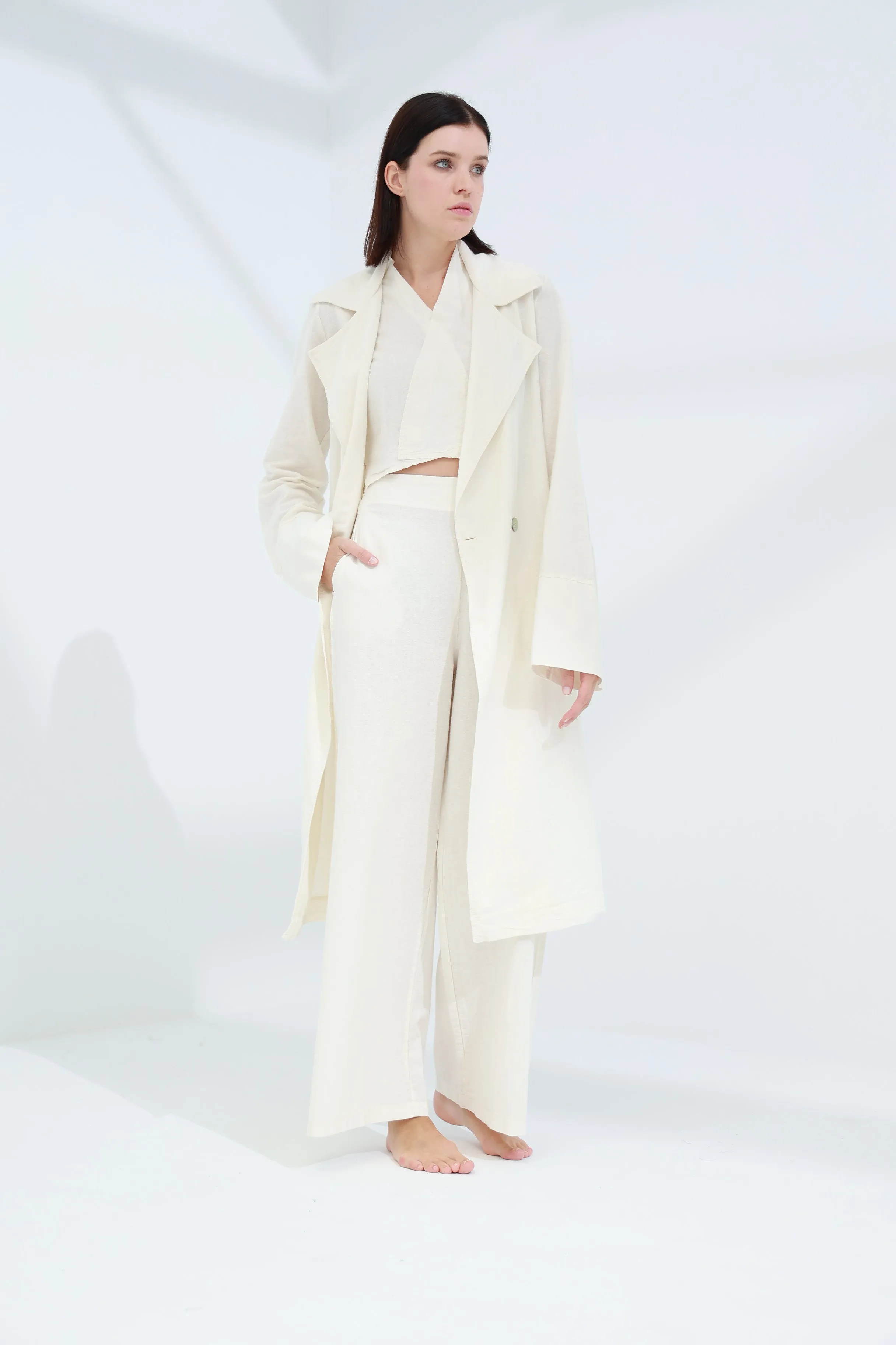 Colpo Long Linen Cardigan Burro