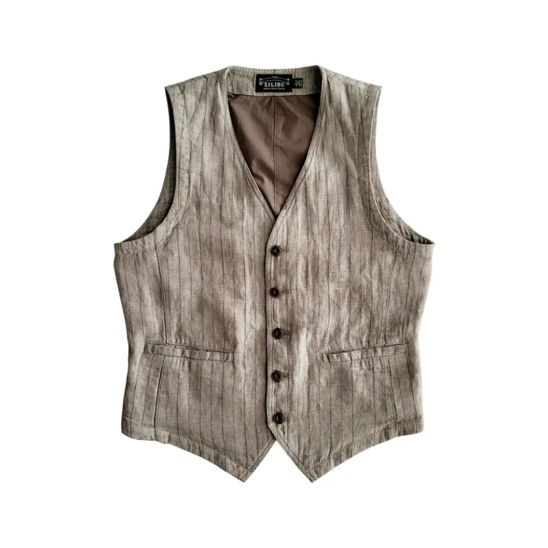 Men's Striped Linen Vest