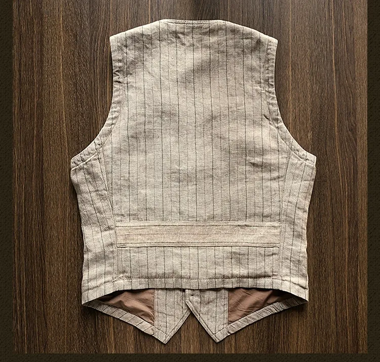Men's Striped Linen Vest
