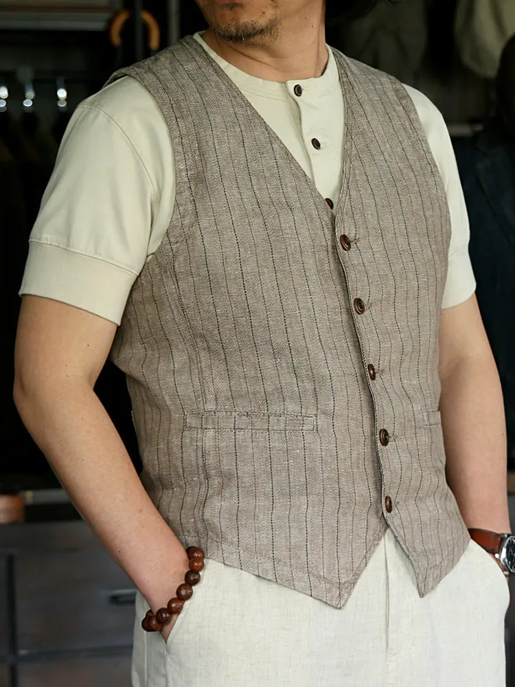 Men's Striped Linen Vest