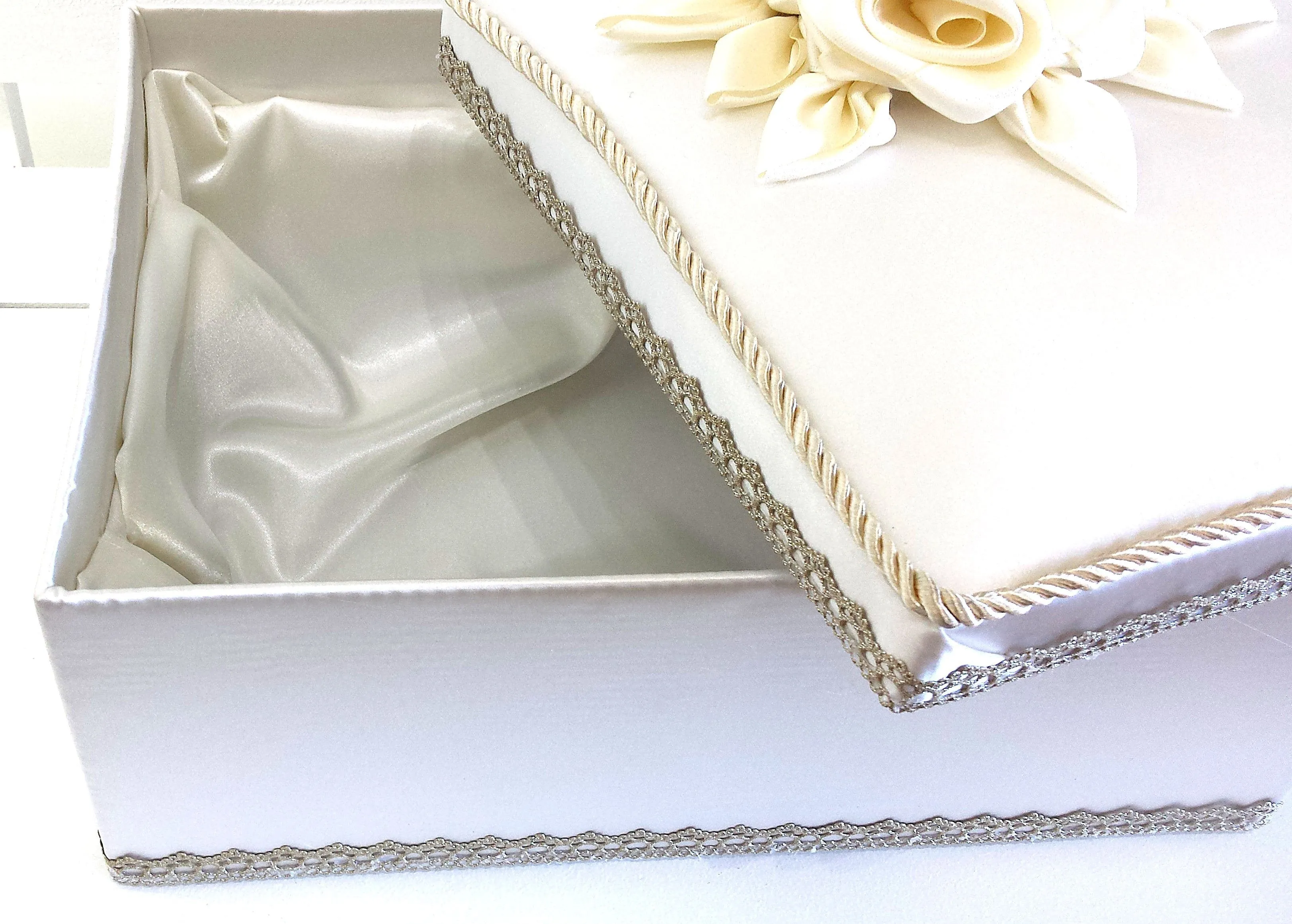 Orthodox Wedding Crowns (Stefanothiki) Keepsake Box - Satin Rose