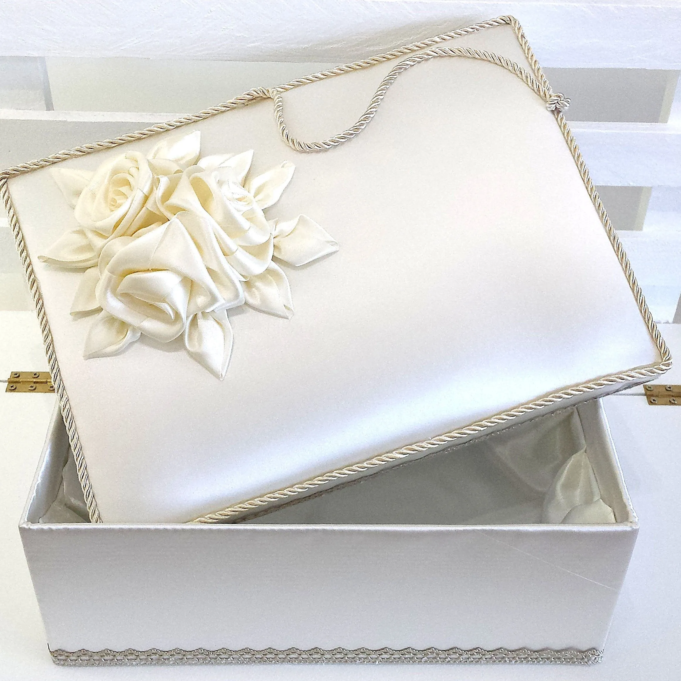 Orthodox Wedding Crowns (Stefanothiki) Keepsake Box - Satin Rose