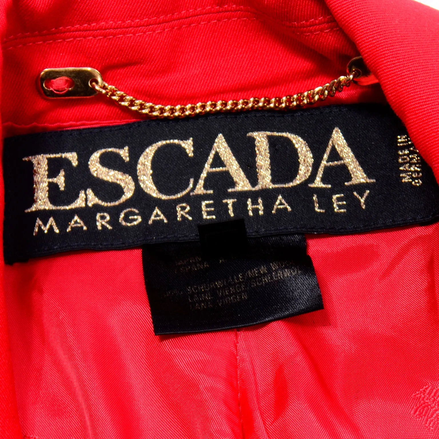 Vintage Escada Margaretha Ley Vintage Red Wool Applique Embroidered Blazer