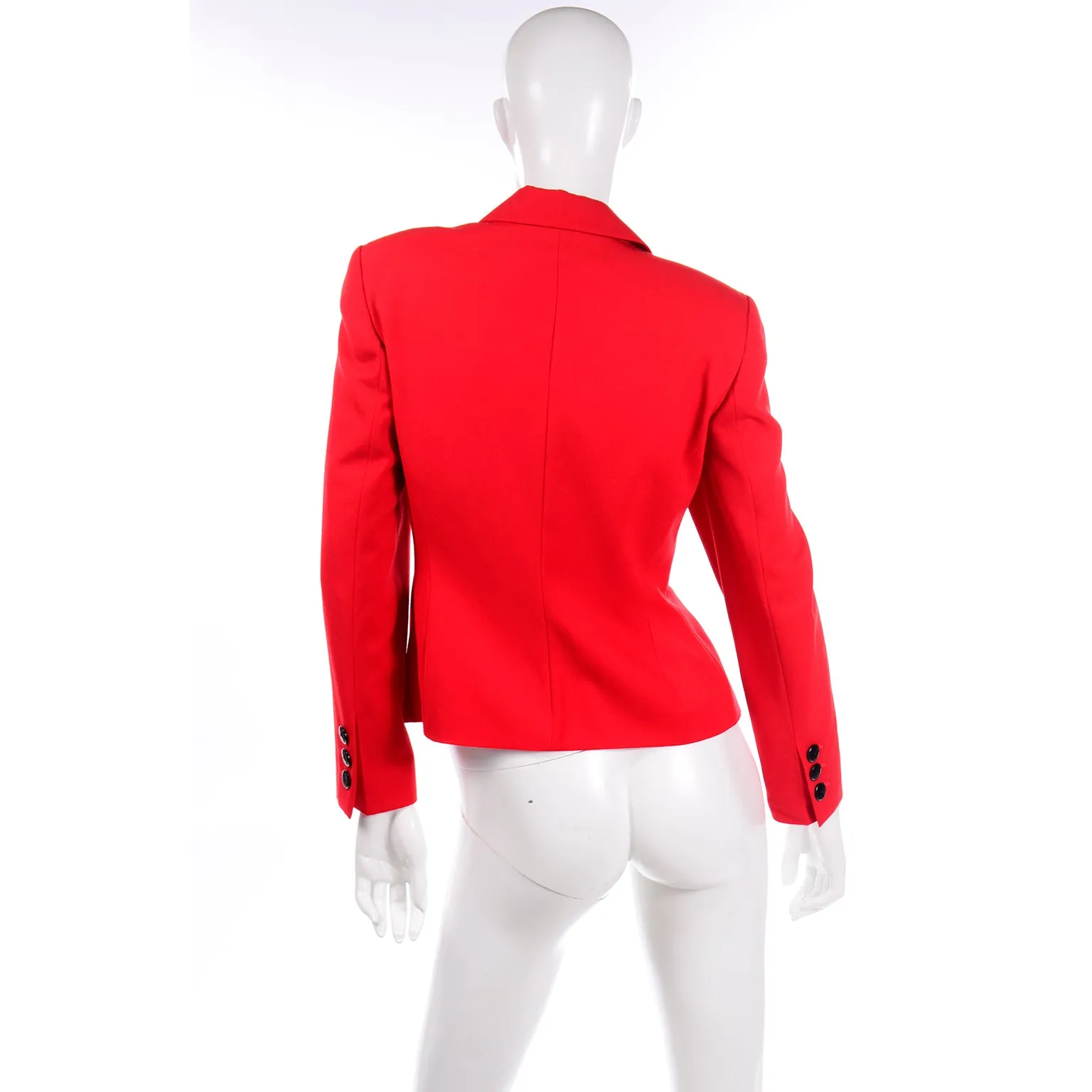 Vintage Escada Margaretha Ley Vintage Red Wool Applique Embroidered Blazer